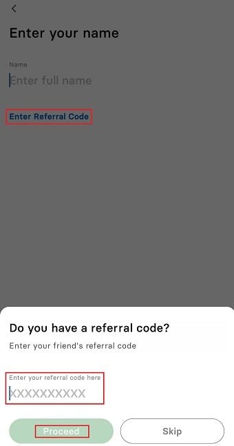 enter the given referral code and tap Submit