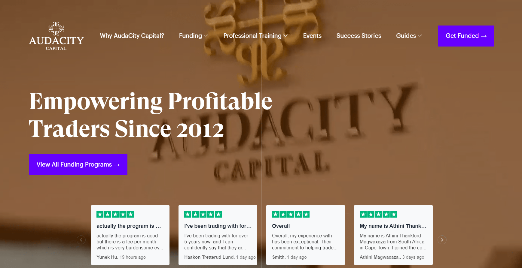 Audacity Capital Website | Best Prop Trading Firms