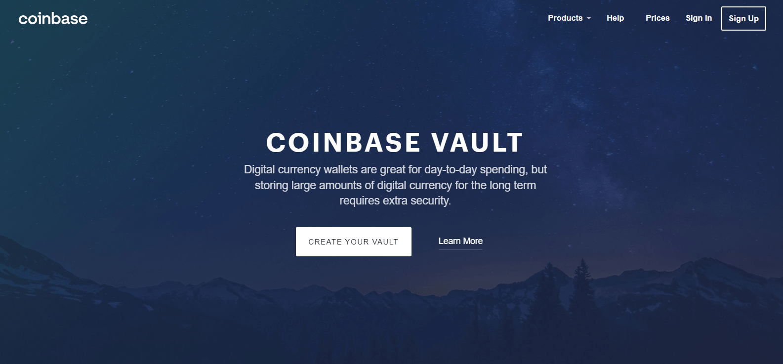Coinbase Vault page