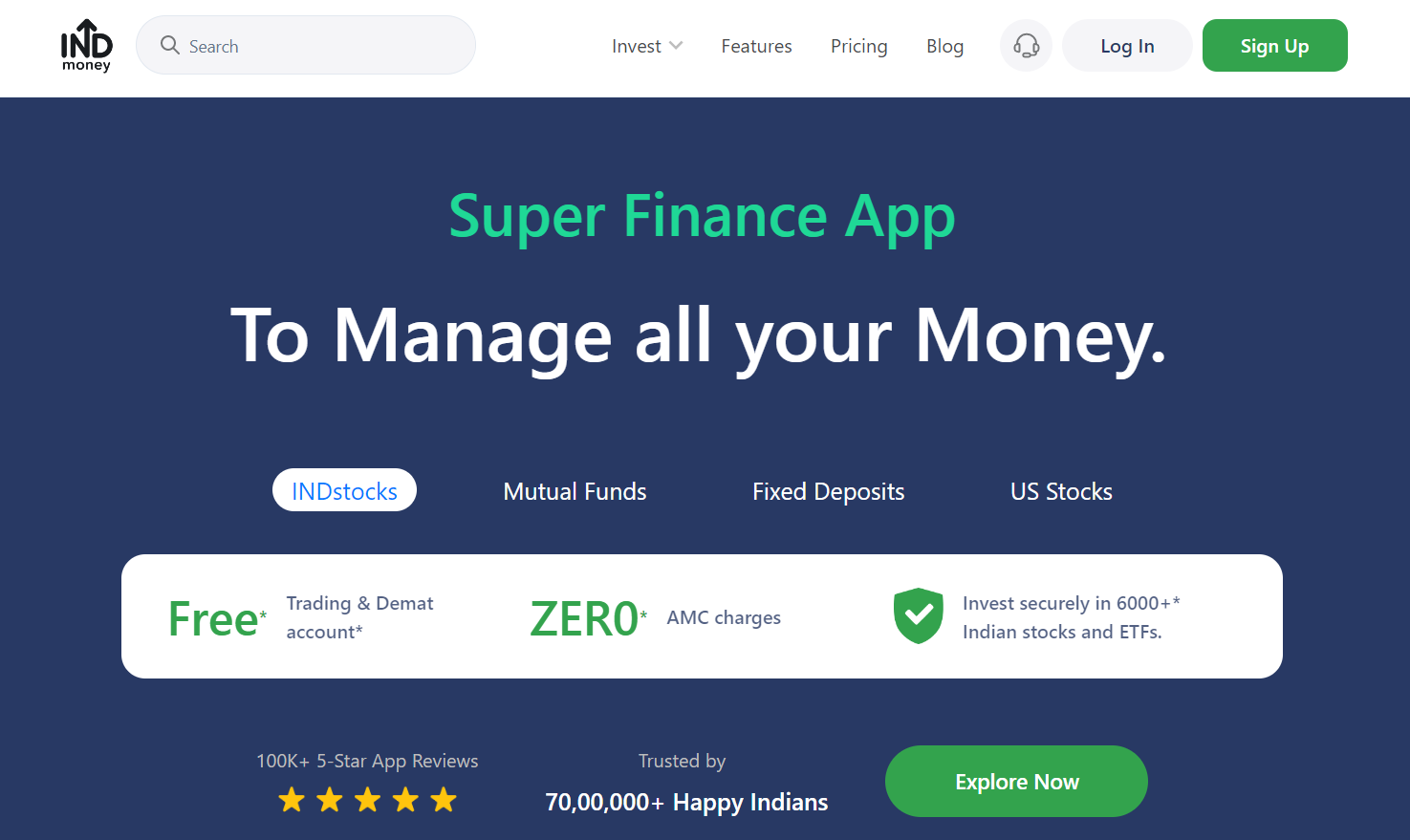INDMoney Website | Vested Finance Review and Analysis