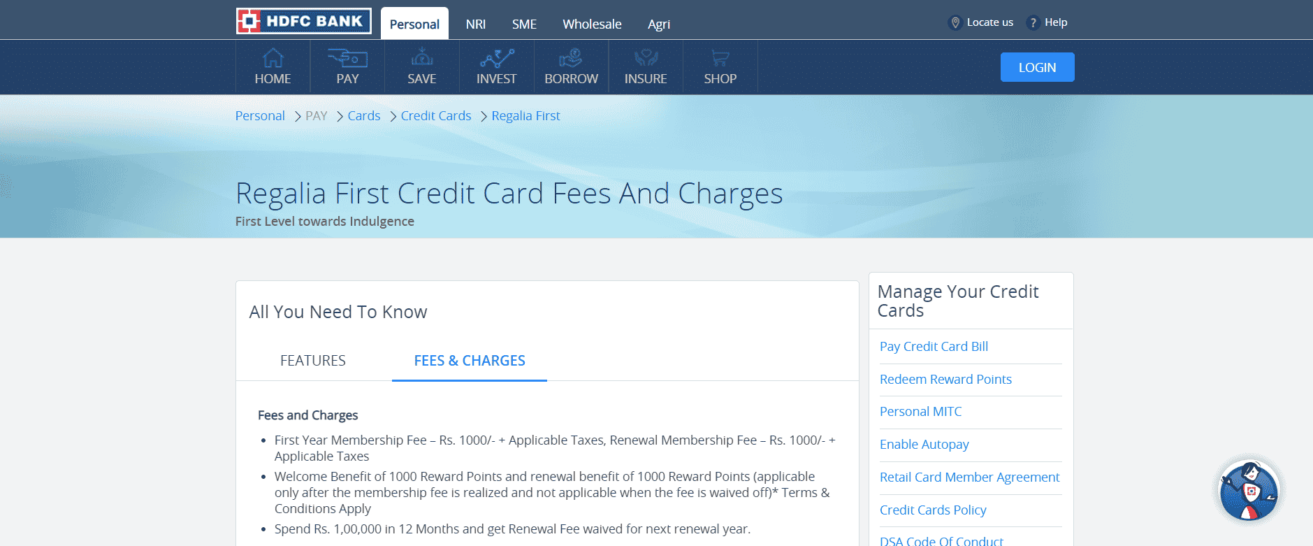 HDFC Regalia First Credit Card